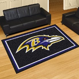 Baltimore Ravens 5ft. x 8 ft. Plush Area Rug - Raven Head Primary Logo, 6560