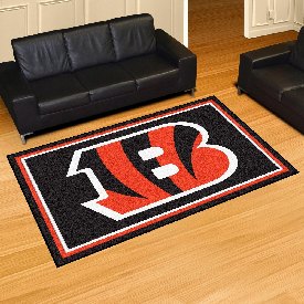 Cincinnati Bengals 5ft. x 8 ft. Plush Area Rug - Striped B Primary Logo, 6569