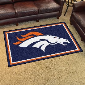 Denver Broncos 4ft. x 6ft. Plush Area Rug - Bronco Head Primary Logo, 6573
