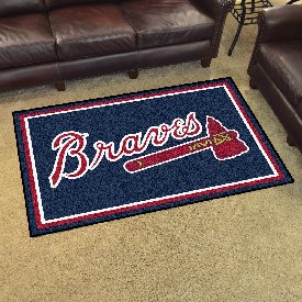 Atlanta Braves 4ft. x 6ft. Plush Area Rug "Braves" Logo, 7047