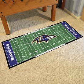 Baltimore Ravens Field Runner Mat - 30in. x 72in. - Raven Head Primary Logo & Wordmark, 7344