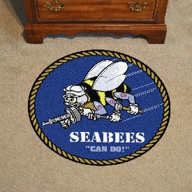 U.S. Navy 44in. Round Mat  - Seabees Logo, 8091