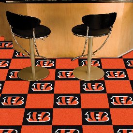 Cincinnati Bengals Team Carpet Tiles - 45 Sq Ft. - Striped B Primary Logo, 8556