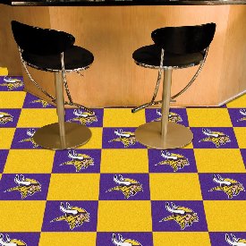 Minnesota Vikings Team Carpet Tiles - 45 Sq Ft. - Viking Head Primary Logo, 8560
