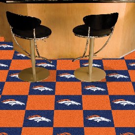 Denver Broncos Team Carpet Tiles - 45 Sq Ft. - Bronco Head Primary Logo, 8567