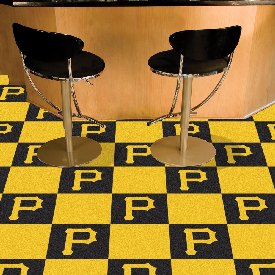 Pittsburgh Pirates "P" Hat Logo Team Carpet Tiles - 45 Sq Ft., 8594