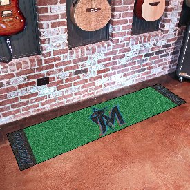 Miami Marlins Putting Green Mat - 1.5ft. x 6ft. - M Marlin Cap Logo, 9044
