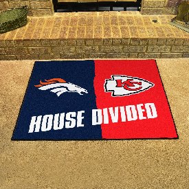 NFL House Divided - Broncos / Chiefs House Divided Rug - 34 in. x 42.5 in. - House Divided, 9579