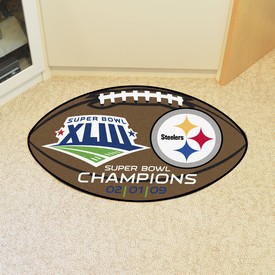 Pittsburgh Steelers Football Rug - 20.5in. x 32.5in., 2009 Super Bowl XLIII Champions, 10174 Pittsburgh Steelers Football Rug - 20.5in. x 32.5in., 2009 Super Bowl XLIII Champions, 10174