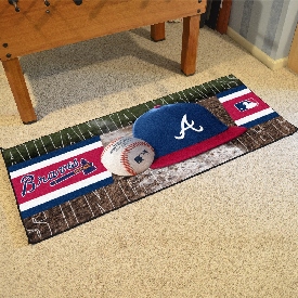 Atlanta Braves Baseball Runner Rug - 30in. x 72in. - A Cap Logo - Green, 11068