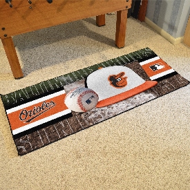 Baltimore Orioles Baseball Runner Rug - 30in. x 72in. - Bird Head Primary Cap Logo - Green, 11069