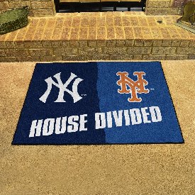 MLB House Divided - Yankees / Mets House Divided Rug - 34 in. x 42.5 in., 12253