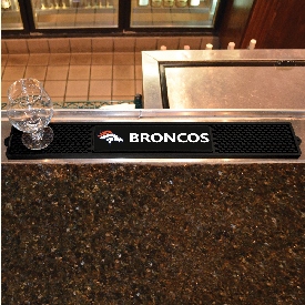 Denver Broncos Bar Drink Mat - 3.25in. x 24in. - Bronco Head Primary Logo & Wordmark, 13984
