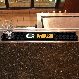 Green Bay Packers Bar Drink Mat - 3.25in. x 24in. - Oval G Primary Logo & Wordmark, 13986