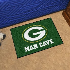 Green Bay Packers Man Cave Starter Mat Accent Rug - 19in. x 30in. - Oval G Primary Logo, 14305