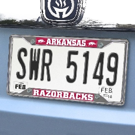 Arkansas Razorbacks Chrome Metal License Plate Frame, 6.25in x 12.25in, 14808