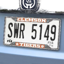 Clemson Tigers Chrome Metal License Plate Frame, 6.25in x 12.25in, 14850
