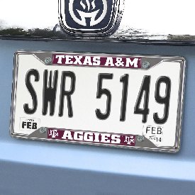 Texas A&M Aggies Chrome Metal License Plate Frame, 6.25in x 12.25in, 14895