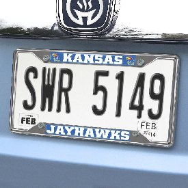 Kansas Jayhawks Chrome Metal License Plate Frame, 6.25in x 12.25in, 14907