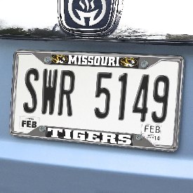 Missouri Tigers Chrome Metal License Plate Frame, 6.25in x 12.25in, 14916
