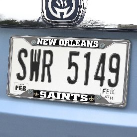 New Orleans Saints Chrome Metal License Plate Frame, 6.25in x 12.25in, 15037