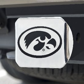 Iowa Hawkeyes Chrome Metal Hitch Cover with Chrome Metal 3D Emblem, 15076