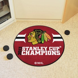 Chicago Blackhawks Hockey Puck Rug - 27in. Diameter, 2013 NHL Stanley Cup Champions, 15191 Chicago Blackhawks Hockey Puck Rug - 27in. Diameter, 2013 NHL Stanley Cup Champions, 15191