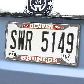 Denver Broncos Chrome Metal License Plate Frame, 6.25in x 12.25in, 15528