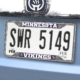 Minnesota Vikings Chrome Metal License Plate Frame, 6.25in x 12.25in, 15529
