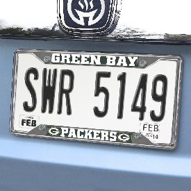 Green Bay Packers Chrome Metal License Plate Frame, 6.25in x 12.25in, 15532