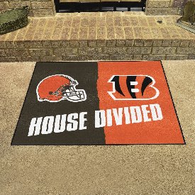NFL - Cincinnati Bengals - Cleveland Browns House Divided Rugs 33.75"x42.5", 15554