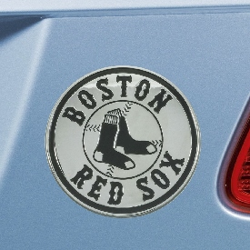 Boston Red Sox 3D Chrome Metal Emblem - Circular Red Socks with Wordmark Secondary Logo, 15634