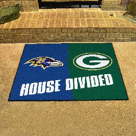 NFL House Divided - Ravens / Packers House Divided Rug - 34 in. x 42.5 in. - House Divided, 15646