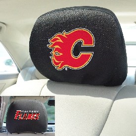 Calgary Flames Embroidered Head Rest Cover Set - 2 Pieces, 16994