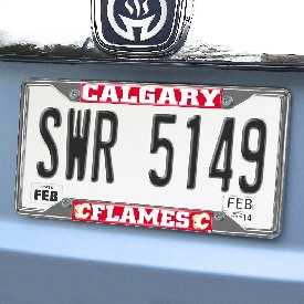 Calgary Flames Chrome Metal License Plate Frame, 6.25in x 12.25in, 16998
