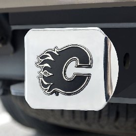 Calgary Flames Chrome Metal Hitch Cover with Chrome Metal 3D Emblem, 17000