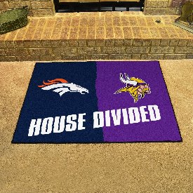 NFL House Divided - Broncos / Vikings House Divided Rug - 34 in. x 42.5 in. - House Divided, 17371