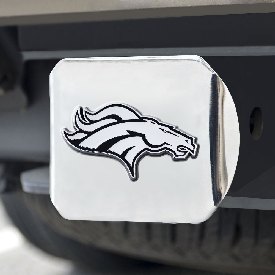 Denver Broncos Chrome Metal Hitch Cover with Chrome Metal 3D Emblem, 18706