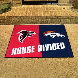NFL House Divided - Falcons / Broncos House Divided Rug - 34 in. x 42.5 in. - House Divided, 19569