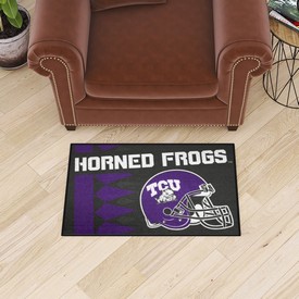 TCU Horned Frogs Starter Mat Accent Rug - 19in. x 30in., Uniform Design - TCU Helmet Logo & Wordmark, 19635