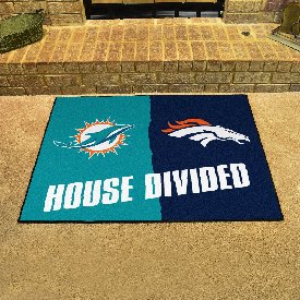 NFL House Divided - Dolphins / Broncos House Divided Rug - 34 in. x 42.5 in. - House Divided, 19673