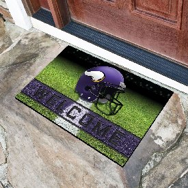 Minnesota Vikings Rubber Door Mat - 18in. x 30in. - Viking Head Primary Logo, 19950