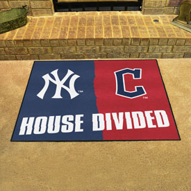 MLB House Divided - Yankees / Guardians House Divided House Divided Rug - 34 in. x 42.5 in., 20350