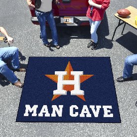 Houston Astros Man Cave Tailgater Rug - 5ft. x 6ft. - Circular Star H with Wordmark Primary Logo, 22413