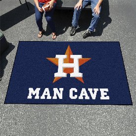 Houston Astros Man Cave Ulti-Mat Rug - 5ft. x 8ft. - Circular Star H with Wordmark Primary Logo, 22414
