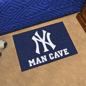 New York Yankees Man Cave Starter Mat Accent Rug - 19in. x 30in. - NY Cap Logo, 22443