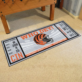 Cincinnati Bengals Ticket Runner Rug - 30in. x 72in. - Bengals Helmet Logo, 23116