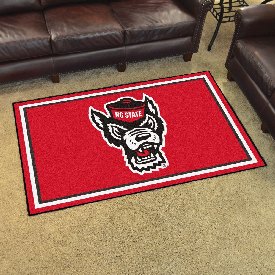 NC State Wolfpack 4ft. x 6ft. Plush Area Rug, Wolf Logo, 23986