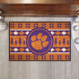 Clemson Tigers Holiday Sweater Starter Mat Accent Rug - 19in. x 30in., 25805