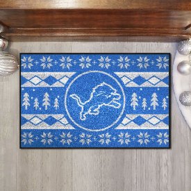 Detroit Lions Holiday Sweater Starter Mat Accent Rug - 19in. x 30in. - Lion Primary Logo, 26200